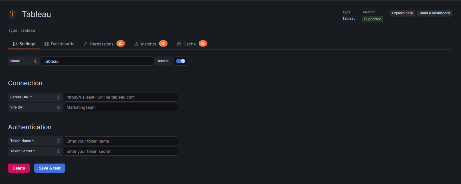 Tableau plugin onboarding in Grafana