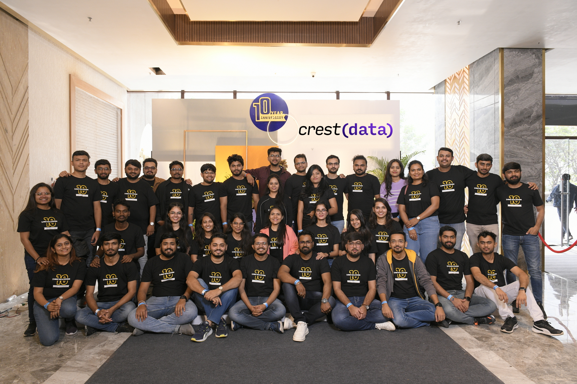 Crest Data team at the 10-year anniversary group photo